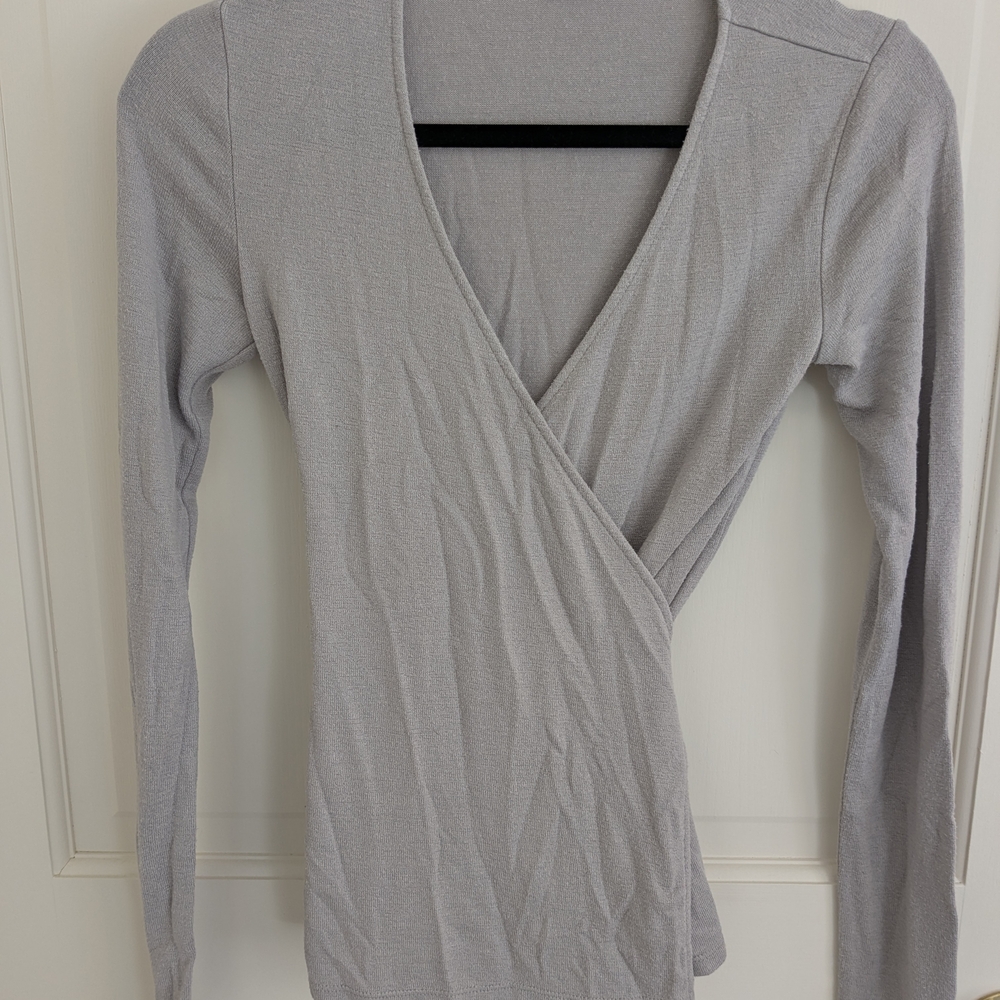 Elegant Gray Wrap Top
